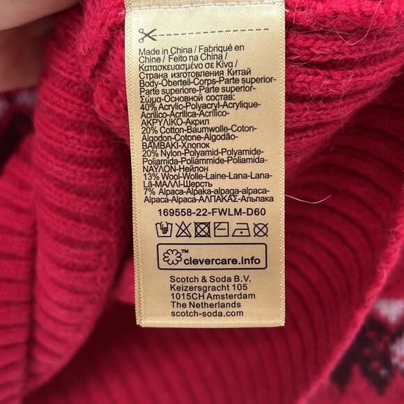 Scotch & Soda Cable Knit Fair Isle Pullover Sweater - Pink - XL - New with tags - Picture 6 of 7